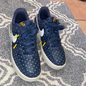 Navy Air Force 1’s With Yellow Polka Dots